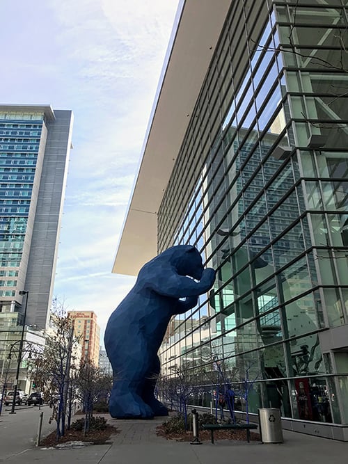 Tall Blue Bear at Denver Convention Center