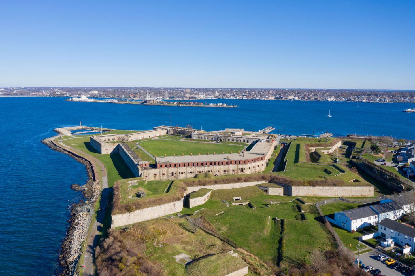 Overhead view of Fort Adams State Park in Newport, RI
