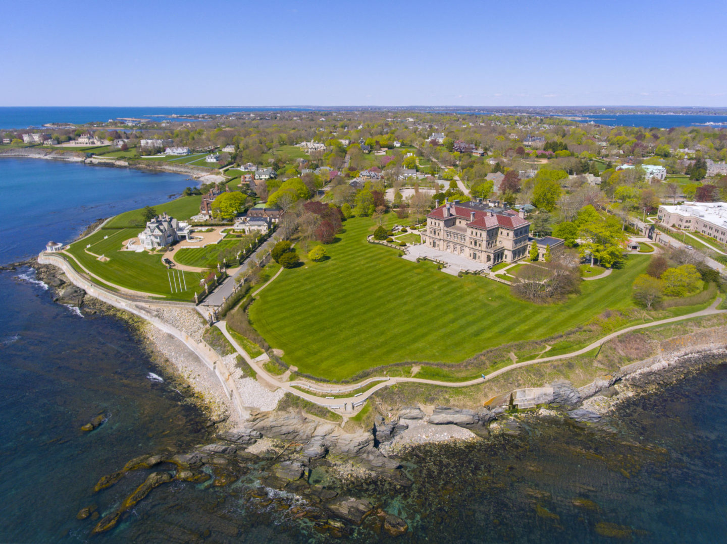 Aerial view of the Newport RI Mansions