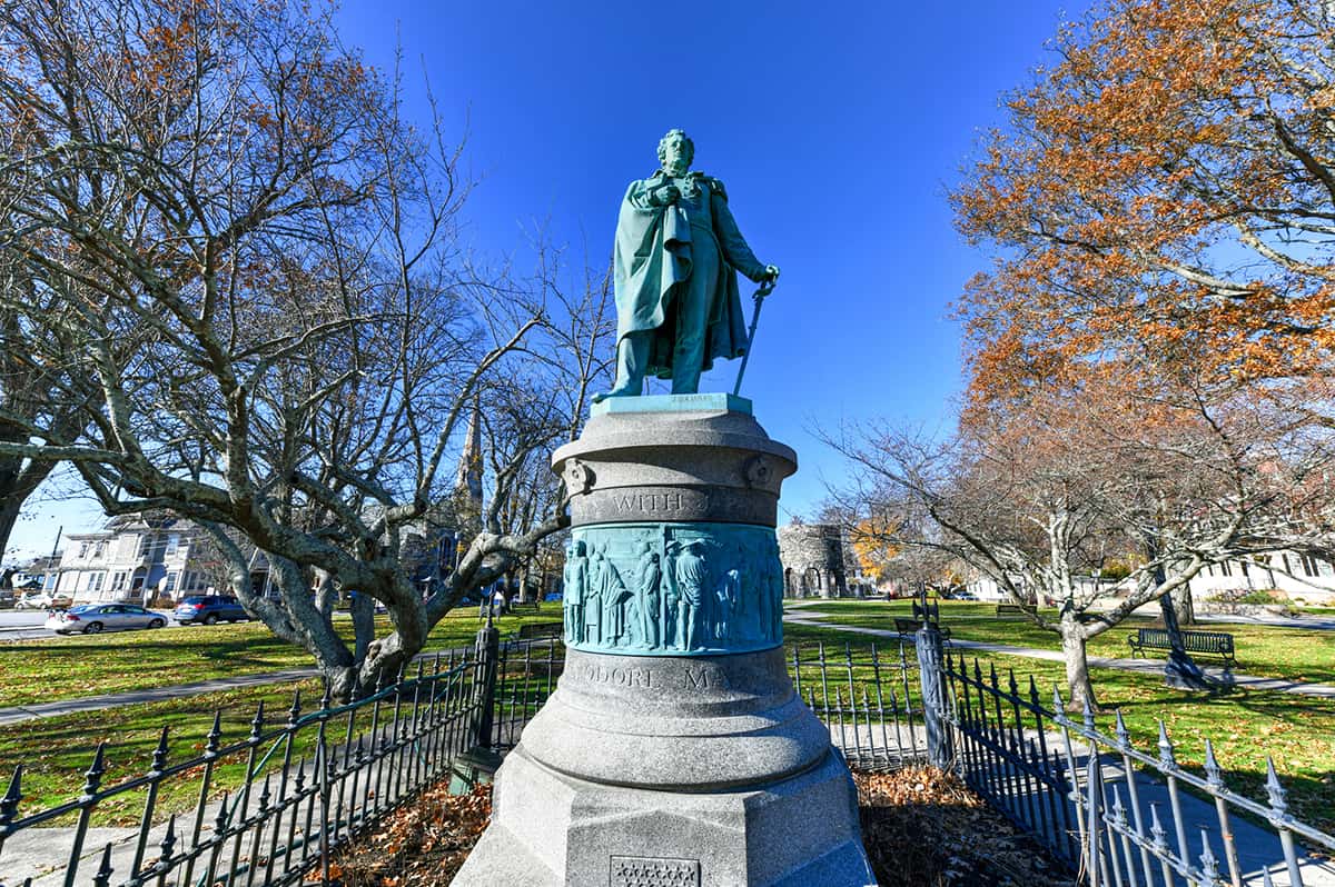 Monument to Commodore Matthew C Perry in Touro Park
