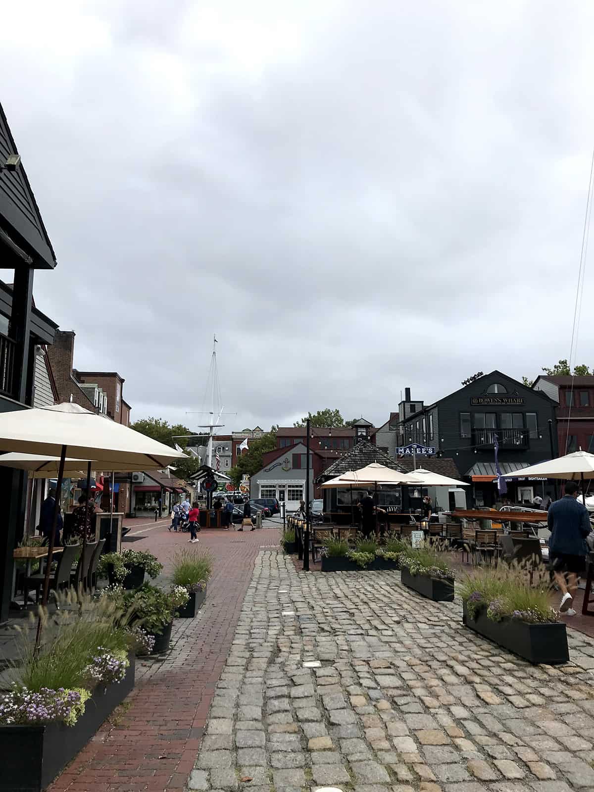 Bowen's Wharf in Newport RI - a popular wharf with lots of restaurants and views of the harbor