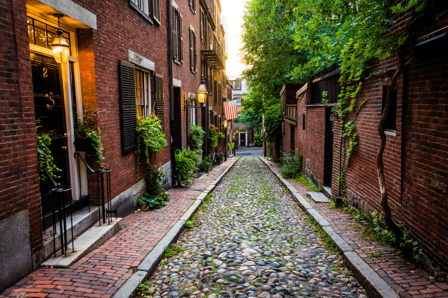 Acorn Street in Boston - Most Photographed Street!