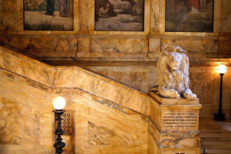 Picture of the staircase in Boston Public Library one of the best free Museums in Boston