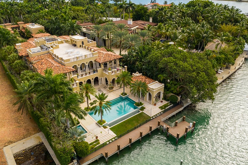 Luxury waterfront home on Miami Beach Star Island - an incredible place to visit on a private boat tour in Miami