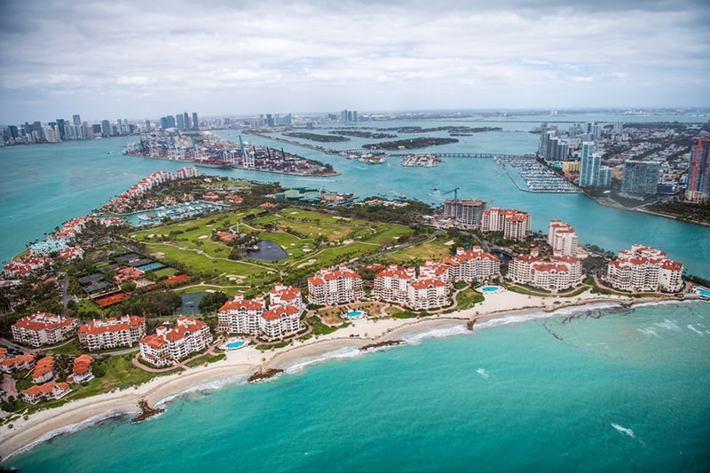 Fisher Island aerial view, Miami.