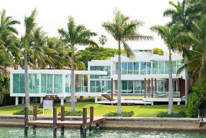Luxurious mansion on Star Island in Miami, an artificial island in Biscayne Bay and the home of many rich and famous people