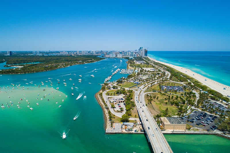 Aerial drone image of Miami Beach Haulover Park