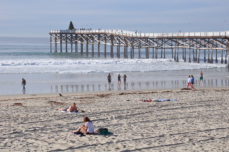 Mission Beach and a pier
