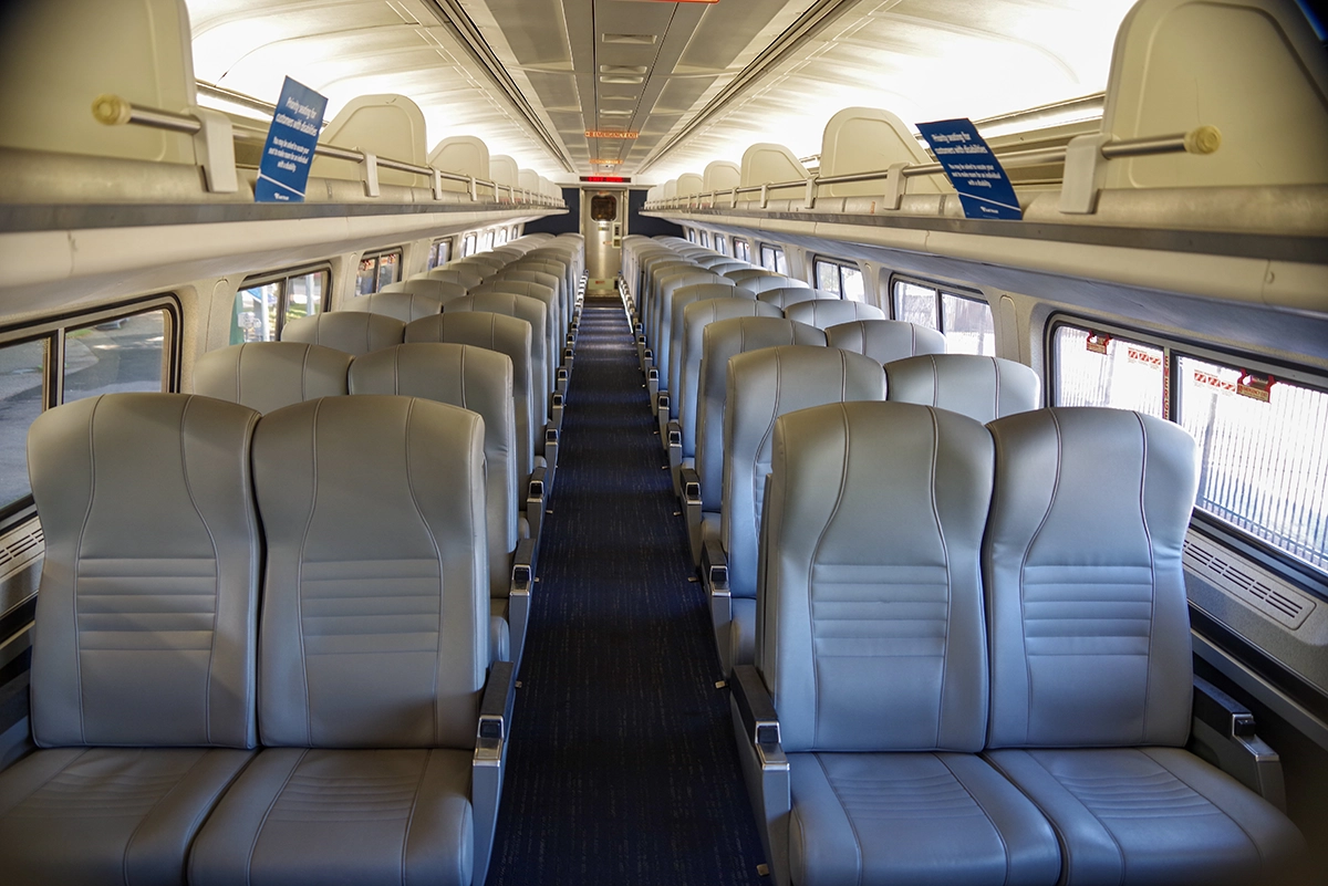 Coach class seats on Amtrak train