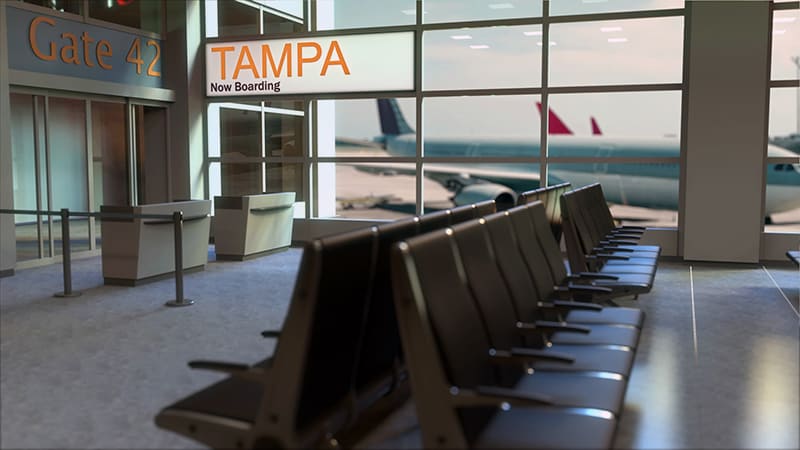 The inside of the Tampa International Airport - one of the best areas to stay in Tampa near the airport is the Westshore area