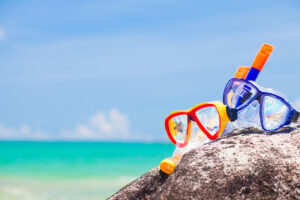 Diving Goggles and Snorkel Gear on the beach