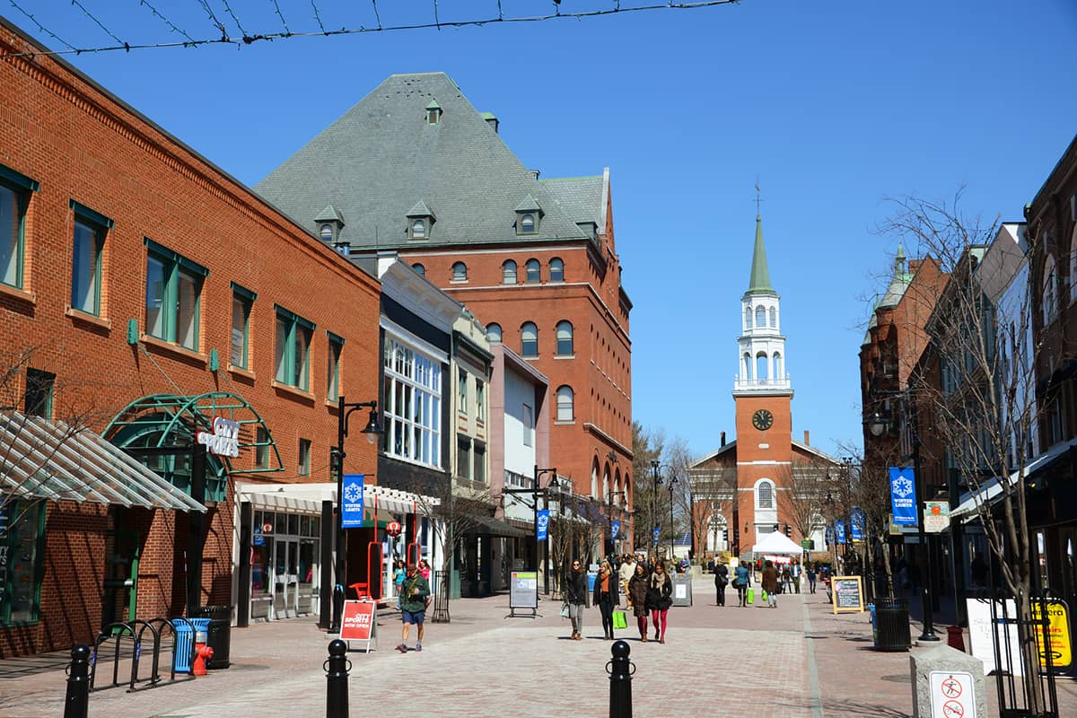 The famous Church street Marketplace in Burlington