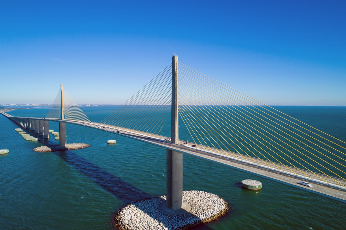 Aerial image of the Sunshine Skyway Bridge Tampa Bay Florida