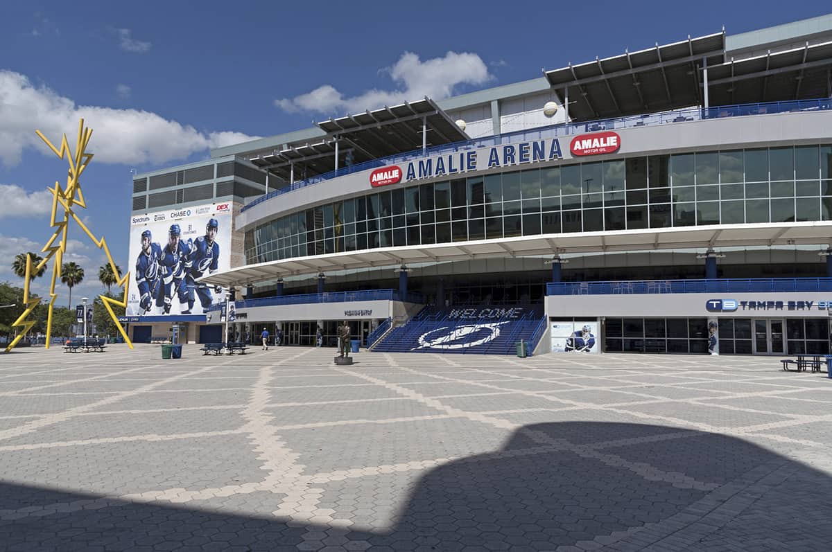 The Amalie Arena in Tampa where you can see a Lightning game!